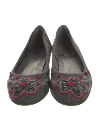 Stuart Weitzman Wool Floral Print Flats