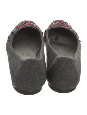 Stuart Weitzman Wool Floral Print Flats