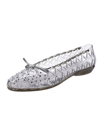 Stuart Weitzman Rubber Bow Accents Ballet Flats