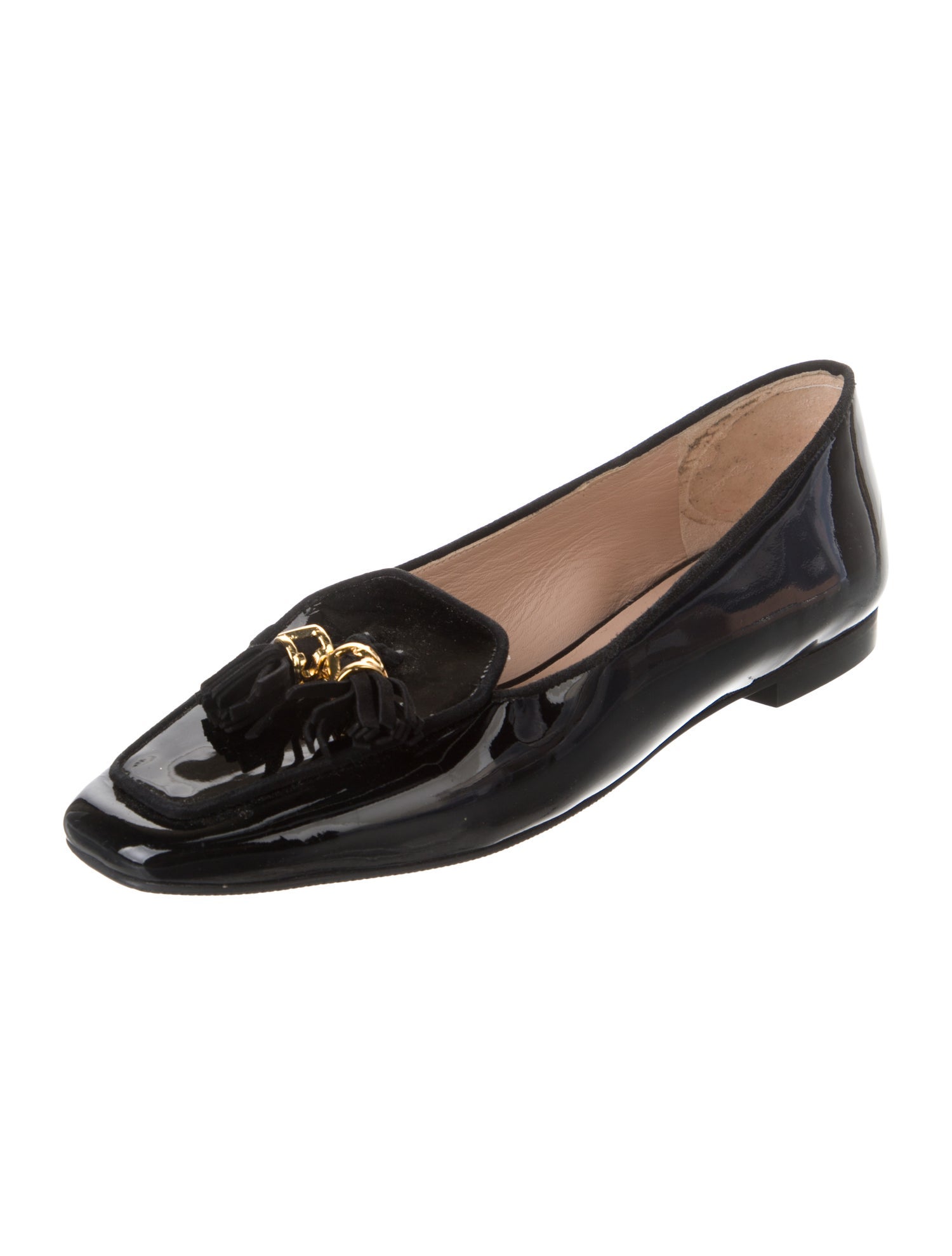 Stuart Weitzman Patent Leather Bow Accents Flats