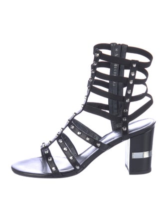 Stuart Weitzman Leather Studded Accents Gladiator Sandals