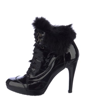 Stuart Weitzman Patent Leather Lace-Up Boots