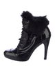 Stuart Weitzman Patent Leather Lace-Up Boots