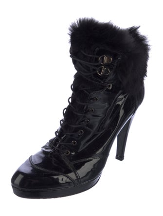 Stuart Weitzman Patent Leather Lace-Up Boots