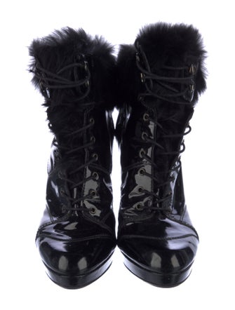Stuart Weitzman Patent Leather Lace-Up Boots
