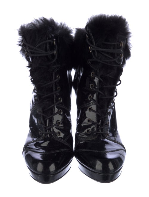 Stuart Weitzman Patent Leather Lace-Up Boots