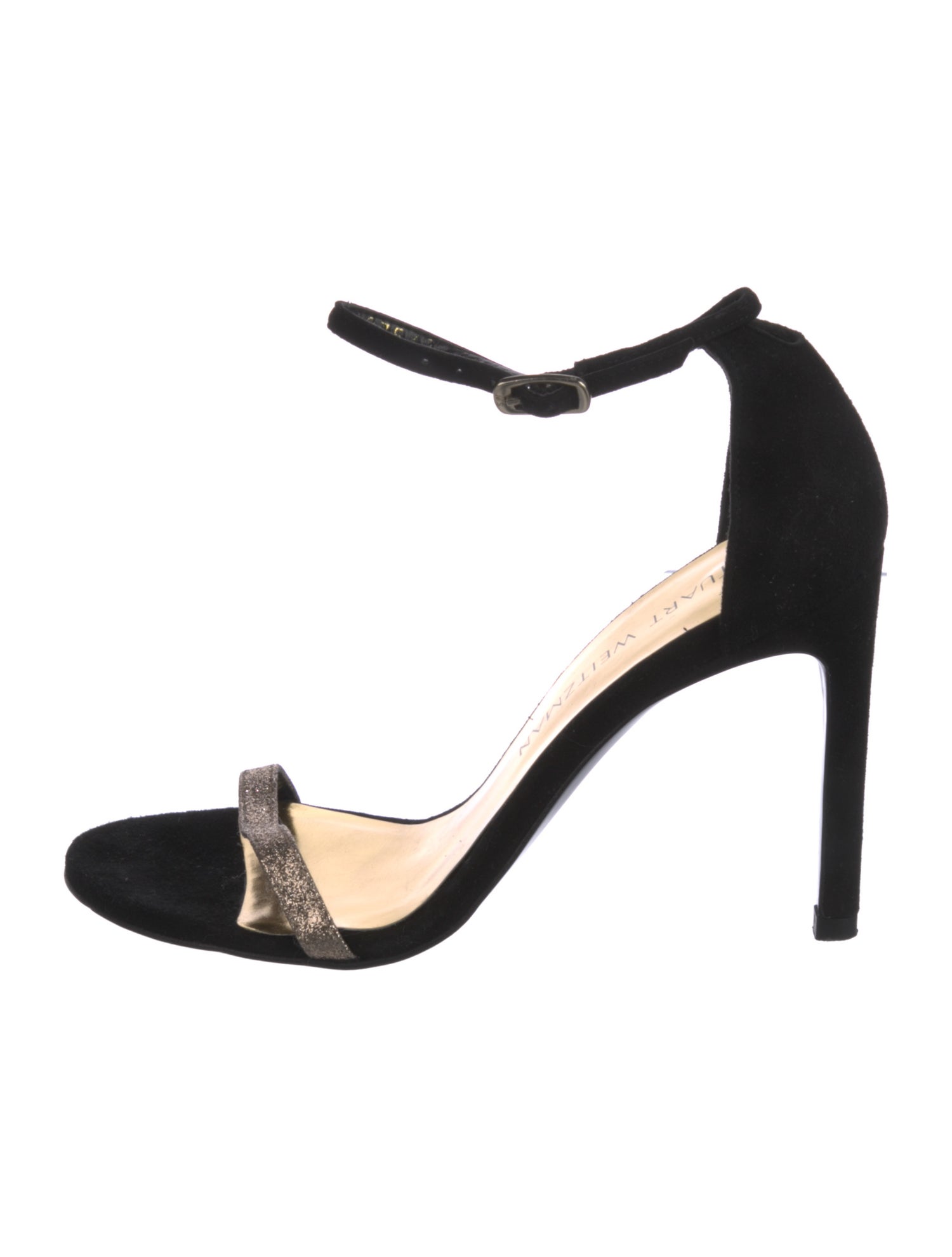 Stuart Weitzman Suede Crystal Embellishments Sandals
