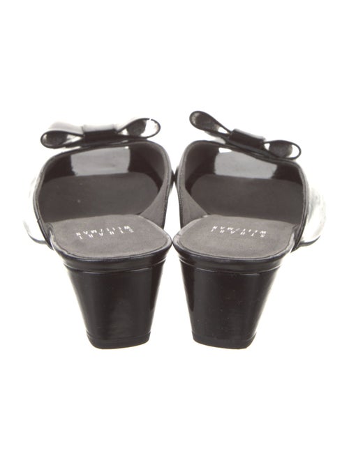 Stuart Weitzman Patent Leather Bow Accents Slides