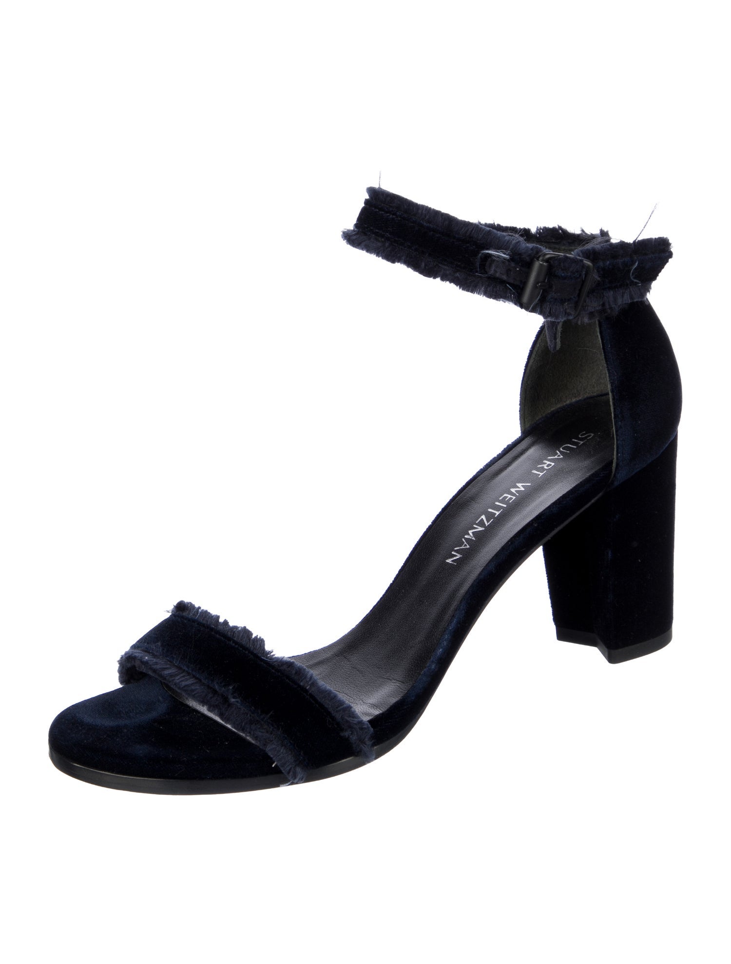 Stuart Weitzman Velvet Fringe Trim Accent Sandals