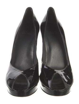 Stuart Weitzman Patent Leather Ruffle Embellishment Pumps