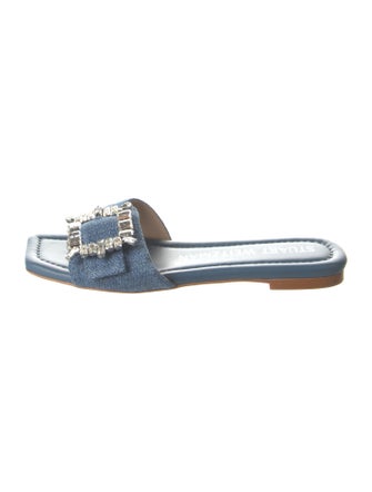Stuart Weitzman Denim Crystal Embellishments Flats