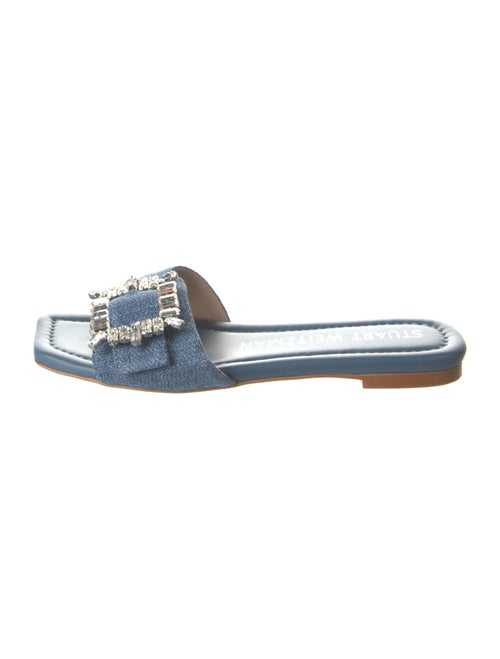 Stuart Weitzman Denim Crystal Embellishments Flats
