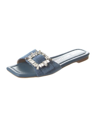 Stuart Weitzman Denim Crystal Embellishments Flats