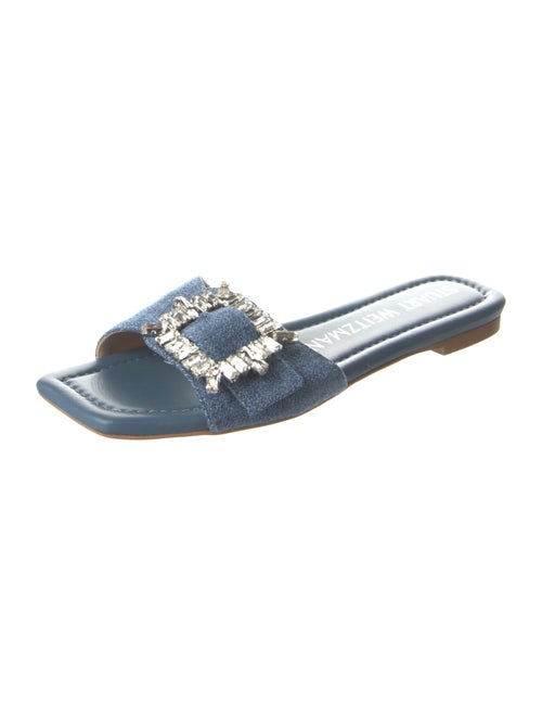 Stuart Weitzman Denim Crystal Embellishments Flats
