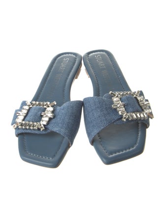 Stuart Weitzman Denim Crystal Embellishments Flats