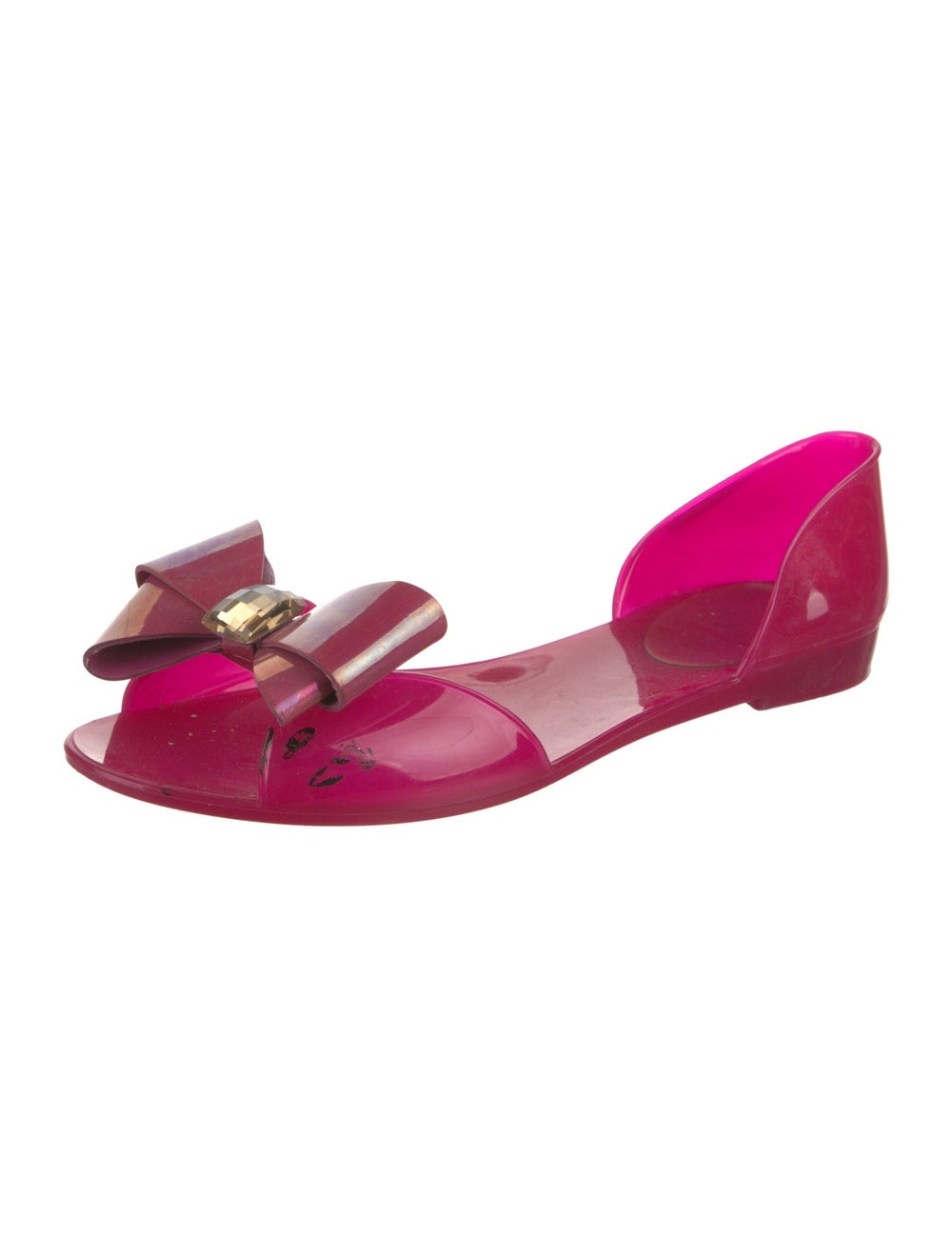 Stuart Weitzman Rubber Slides Pink Crystal & Bow … - image 2