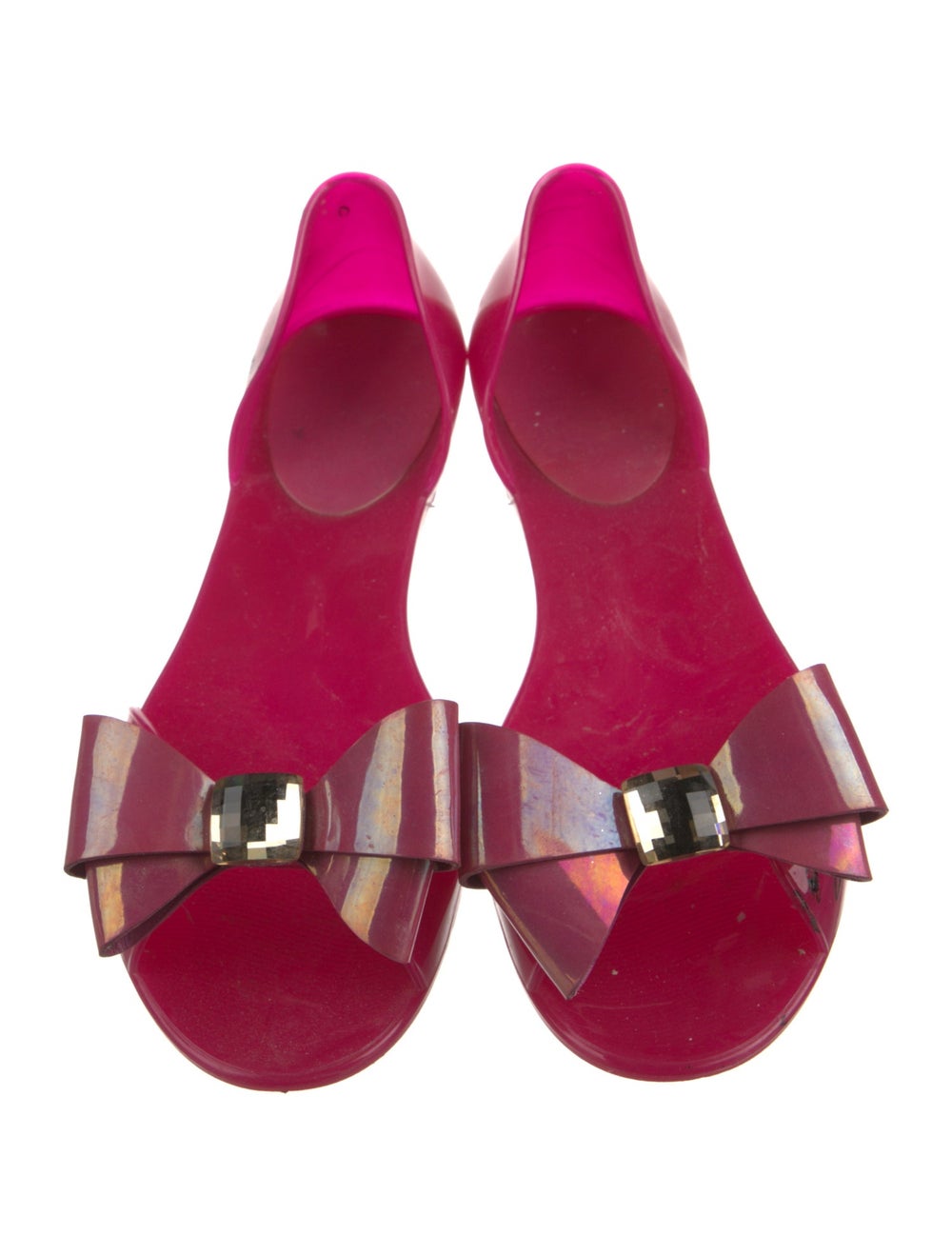 Stuart Weitzman Rubber Slides Pink Crystal & Bow … - image 3