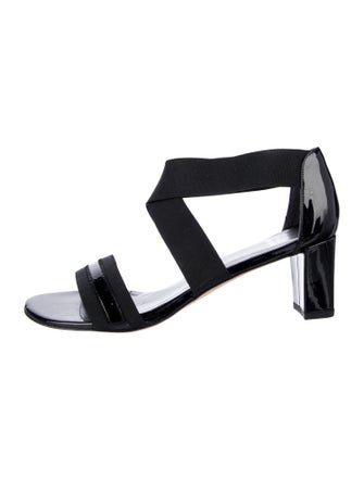 Stuart Weitzman Patent Leather Grosgrain Trim Slingback Sandals
