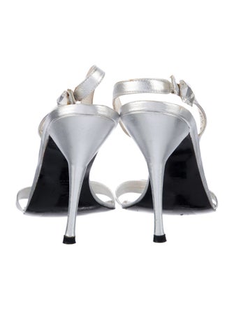 Stuart Weitzman Leather Crystal Embellishments Slingback Sandals