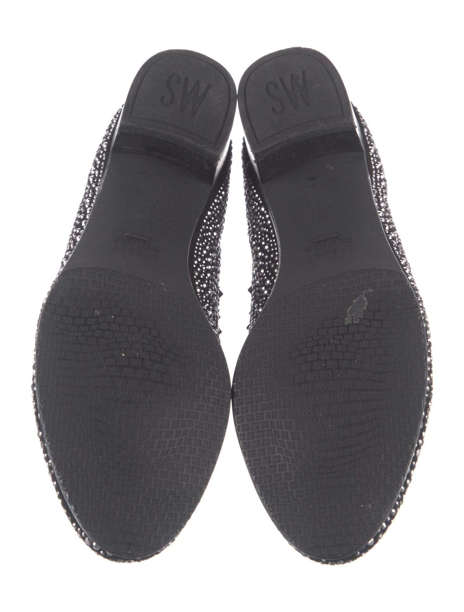 Stuart Weitzman Suede Crystal Embellishments Loafers