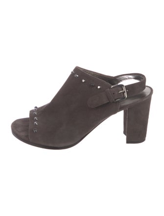 Stuart Weitzman Suede Studded Accents Slingback Sandals