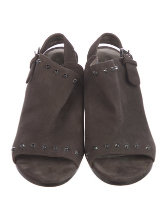 Stuart Weitzman Suede Studded Accents Slingback Sandals