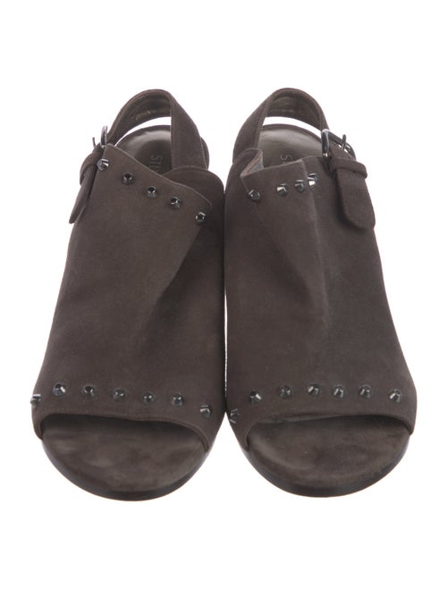 Stuart Weitzman Suede Studded Accents Slingback Sandals