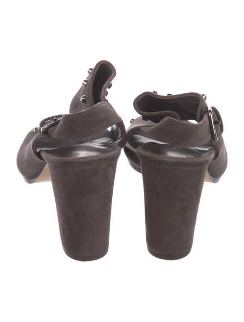 Stuart Weitzman Suede Studded Accents Slingback Sandals