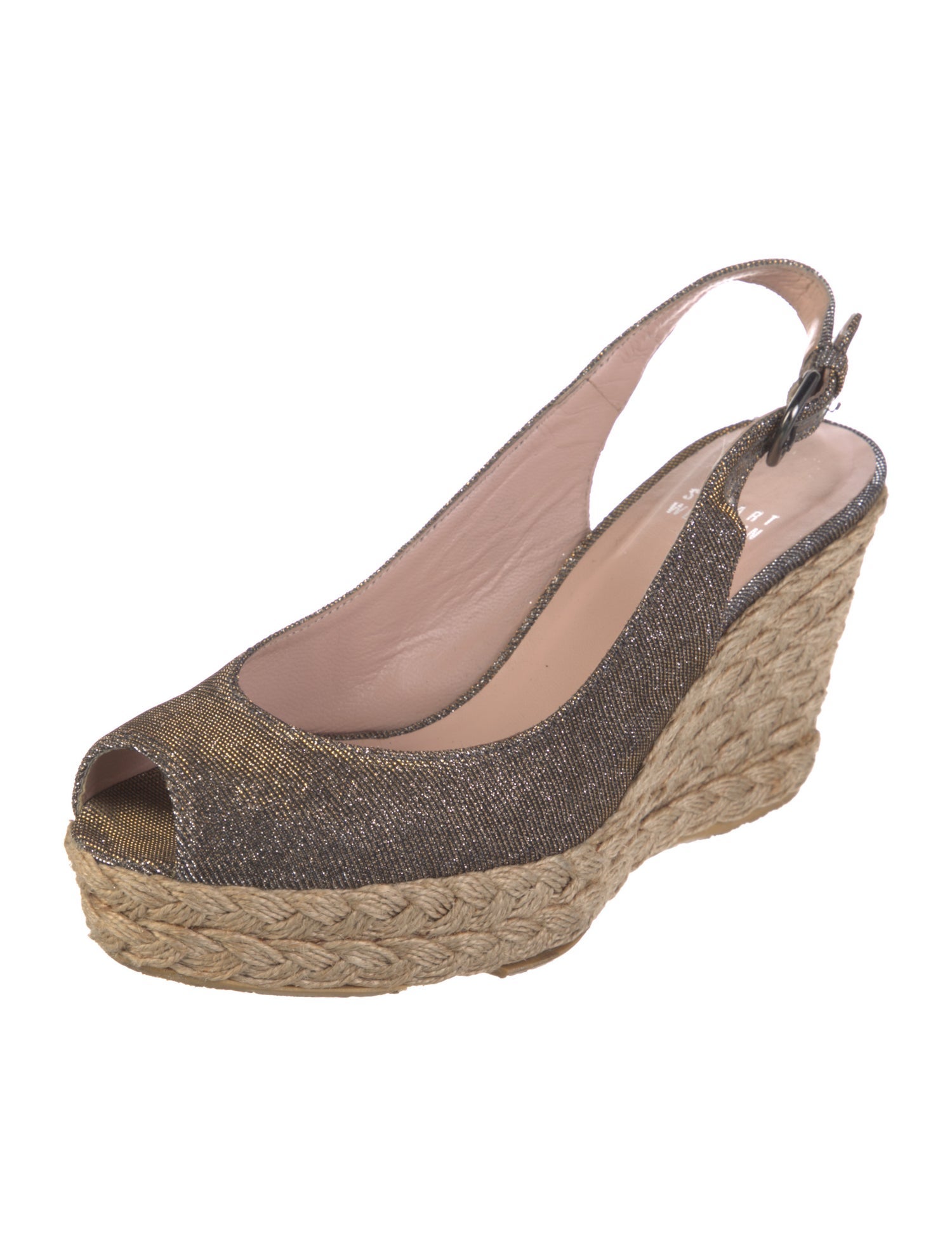 Stuart Weitzman Jute Glitter Accents Slingback Pumps