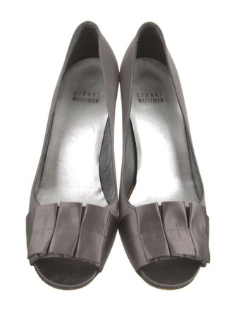 Stuart Weitzman Satin Pleated Accents Pumps