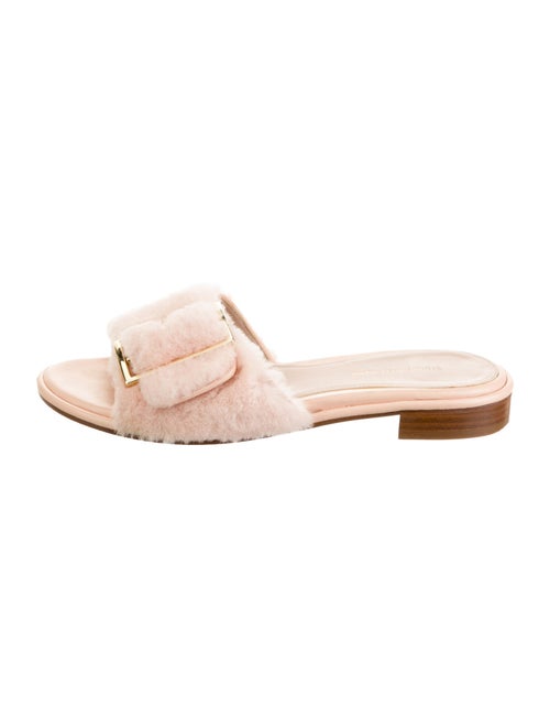 Stuart Weitzman Shearling Leather Trim Embellishment Slides