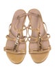 Stuart Weitzman Patent Leather Chain-Link Accents T-Strap Sandals