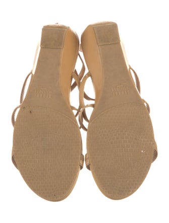 Stuart Weitzman Patent Leather Chain-Link Accents T-Strap Sandals