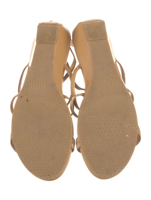 Stuart Weitzman Patent Leather Chain-Link Accents T-Strap Sandals