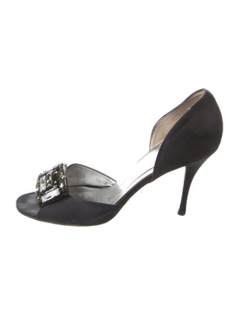 Stuart Weitzman Satin Crystal Embellishments D'Orsay Pumps