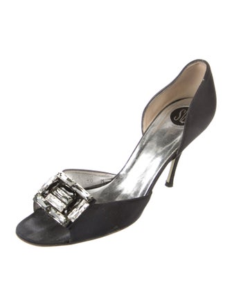 Stuart Weitzman Satin Crystal Embellishments D'Orsay Pumps