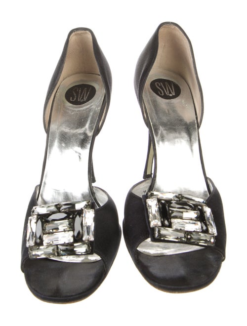 Stuart Weitzman Satin Crystal Embellishments D'Orsay Pumps