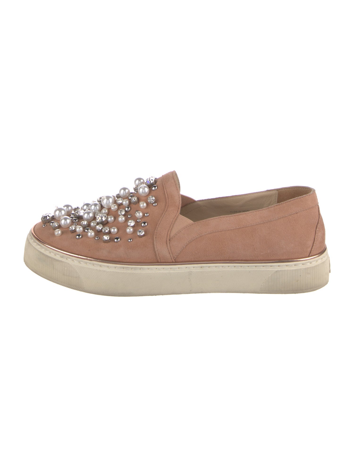 Stuart Weitzman Suede Crystal Embellishments Sneakers