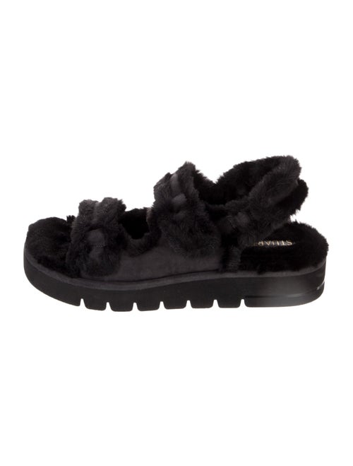 Stuart Weitzman Suede Faux Fur Trim Sandals