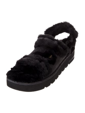 Stuart Weitzman Suede Faux Fur Trim Sandals