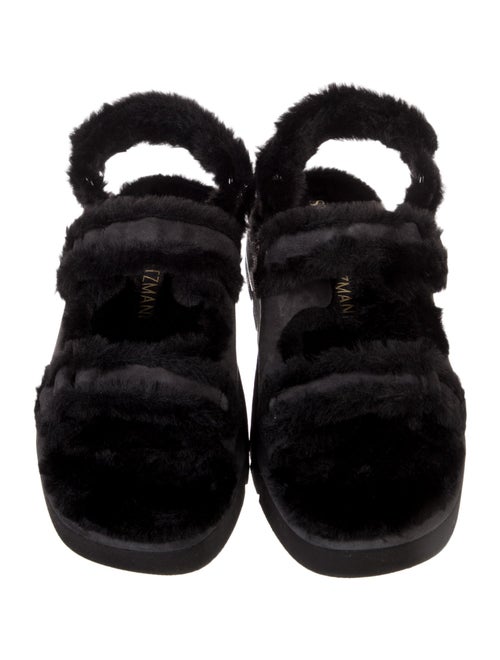Stuart Weitzman Suede Faux Fur Trim Sandals