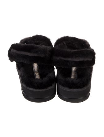 Stuart Weitzman Suede Faux Fur Trim Sandals