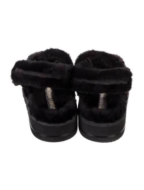 Stuart Weitzman Suede Faux Fur Trim Sandals