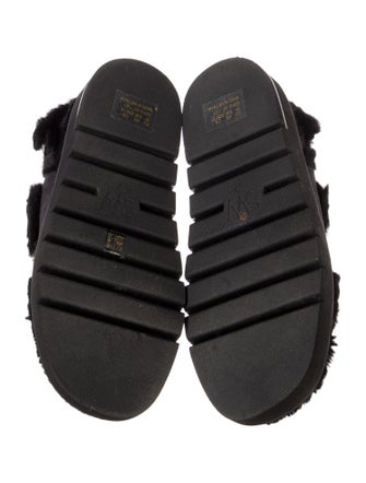 Stuart Weitzman Suede Faux Fur Trim Sandals