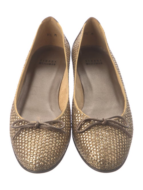 Stuart Weitzman Crystal Bow Accents Ballet Flats