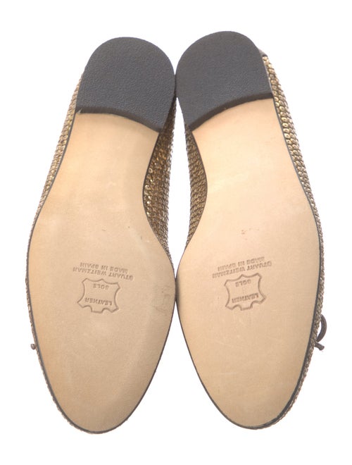 Stuart Weitzman Crystal Bow Accents Ballet Flats