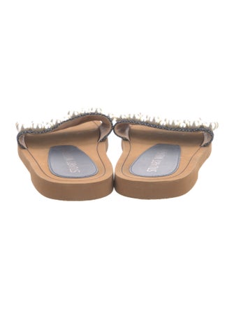 Stuart Weitzman Faux Pearl Accents Beaded Accents Slides