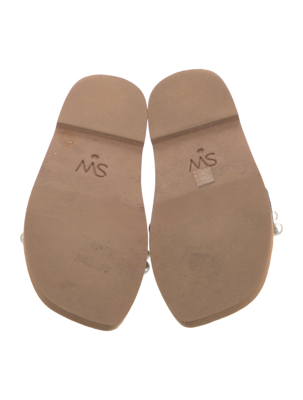 Stuart Weitzman Slides Blue Faux Pearl Accents Be… - image 5