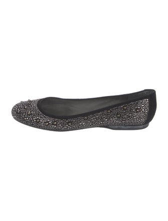 Stuart Weitzman Suede Studded Accents Flats
