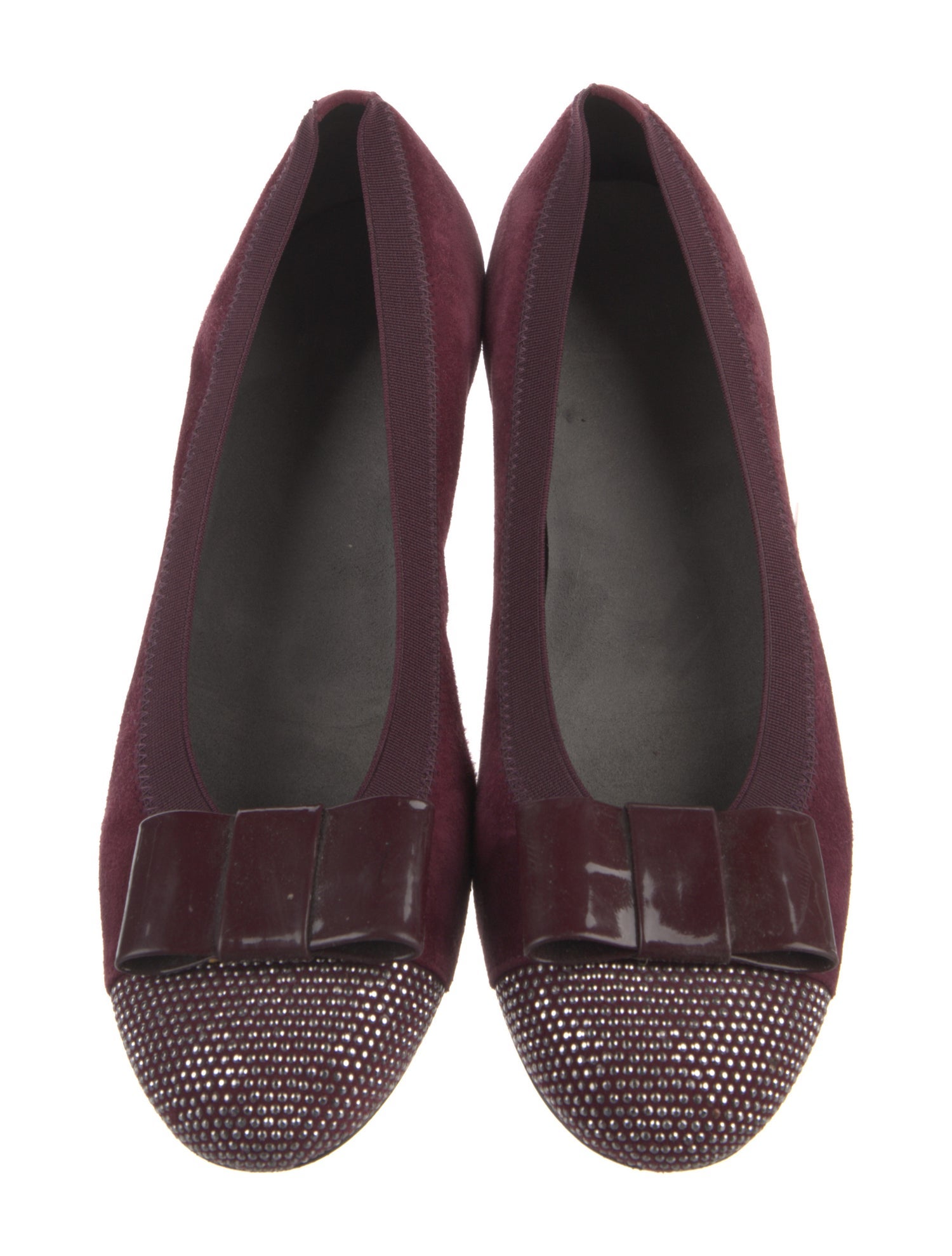 Stuart Weitzman Suede Bow Accents Ballet Flats